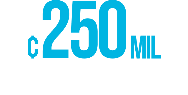 Ícono con monto ¢250 mil y texto de veinte premios